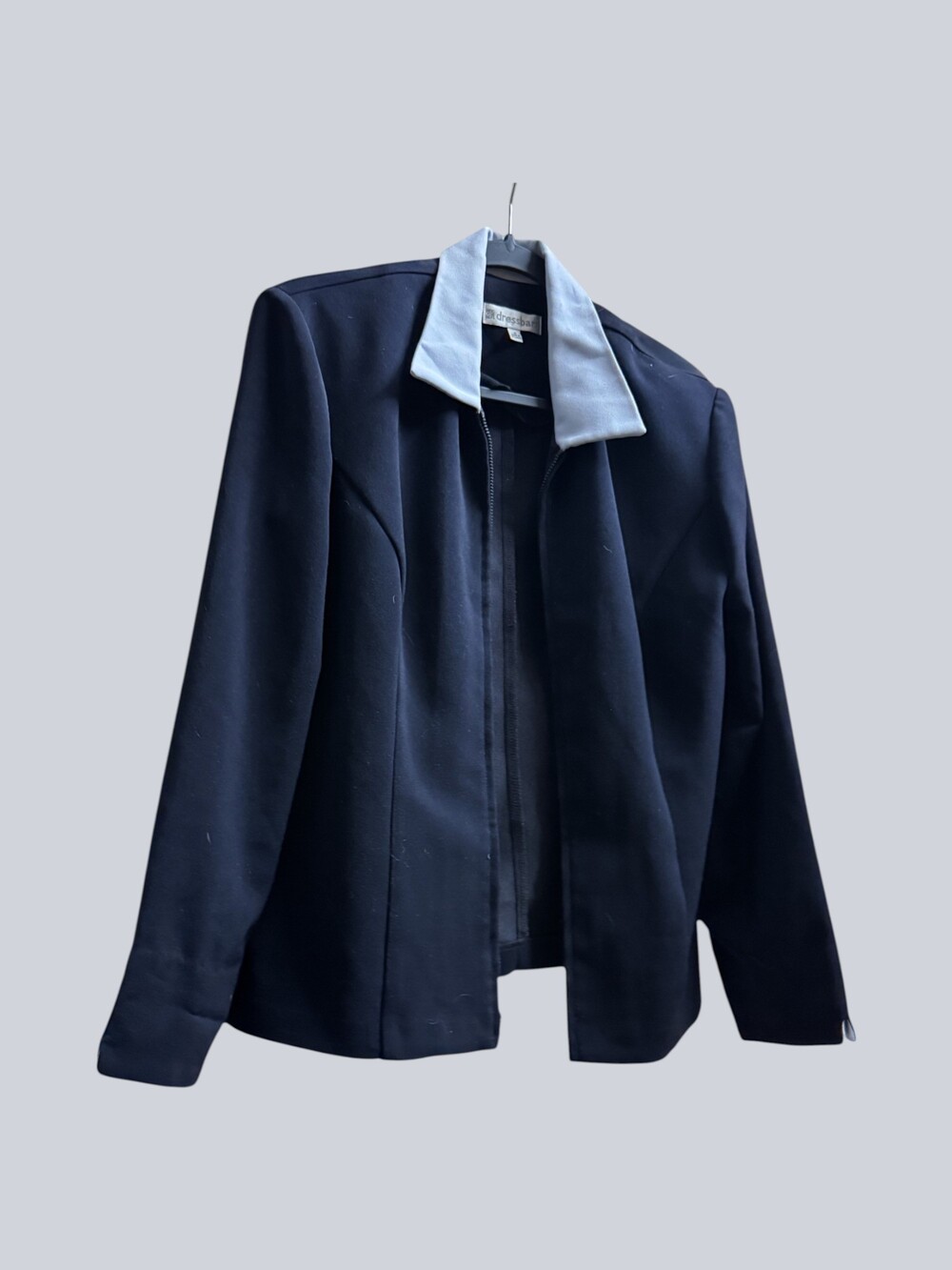 dressbarn Jacket Size 10 Black with White Collar Tailored Fit